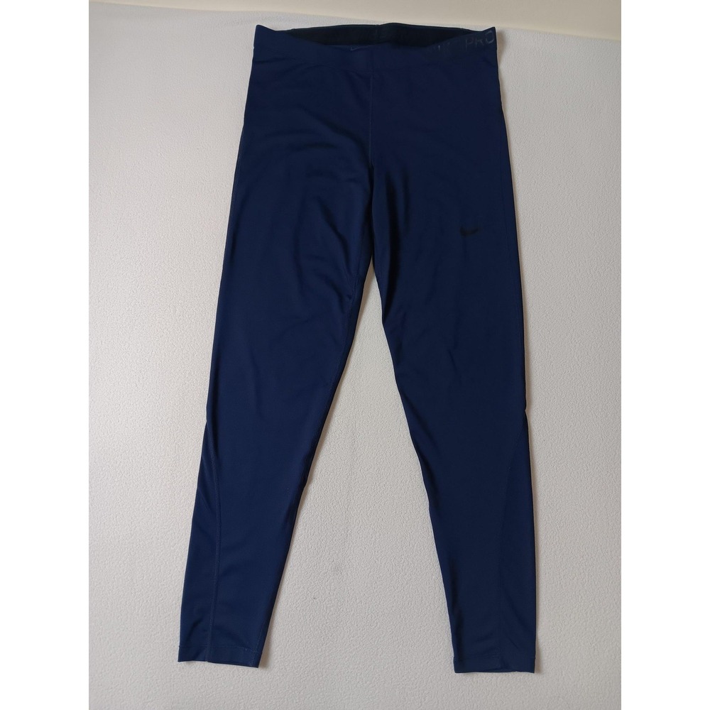 Nike Pro‎ Dri-FIT Womens Navy Blue Mesh Panel Training Leggings Size 1X